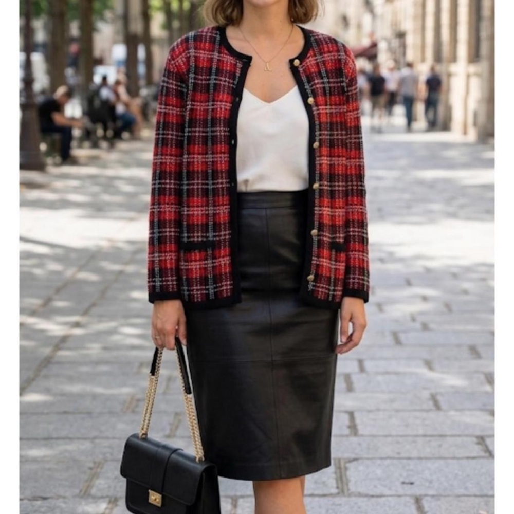 American Vintage Red and Black Plaid Jacket